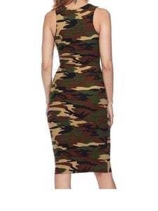 GREEN CAMO BODYCON DRESS