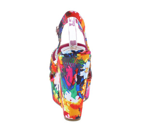 BEAUTIFUL FUSCHSIA FLORAL WEDGES