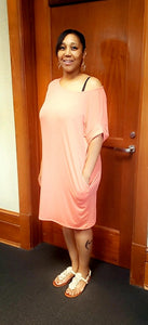 Off The Shoulder Dress Coral Pink