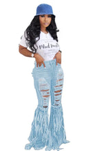 Load image into Gallery viewer, Ripped Tassel Bell Bottom Jeans
