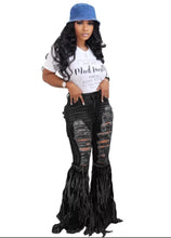 Load image into Gallery viewer, Ripped Tassel Bell Bottom Jeans
