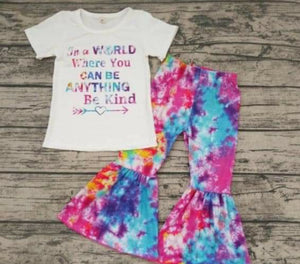 Be Kind Little Girls Set Tie Dye