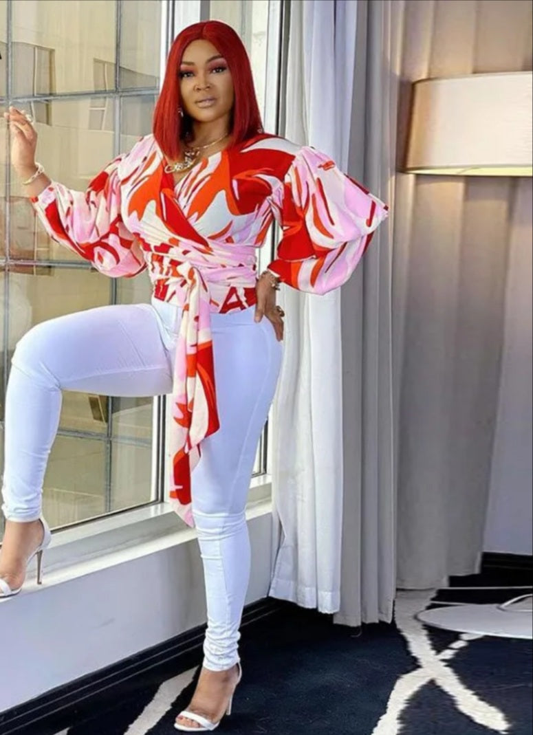 FLORAL WRAP TOP