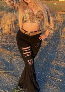 BLACK BELL BOTTOMS WITH HOLES