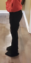 Load image into Gallery viewer, BLACK BELL BOTTOMS WITH HOLES
