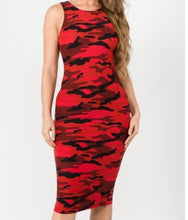 Load image into Gallery viewer, RED CAMO BODYCON DRESS
