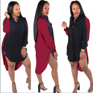 Slay Patchwork Dress WINE RED